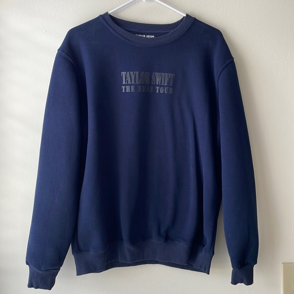 L Taylor Swift Eras Tour Merch Navy Blue Crewneck Sweatshirt - Size L